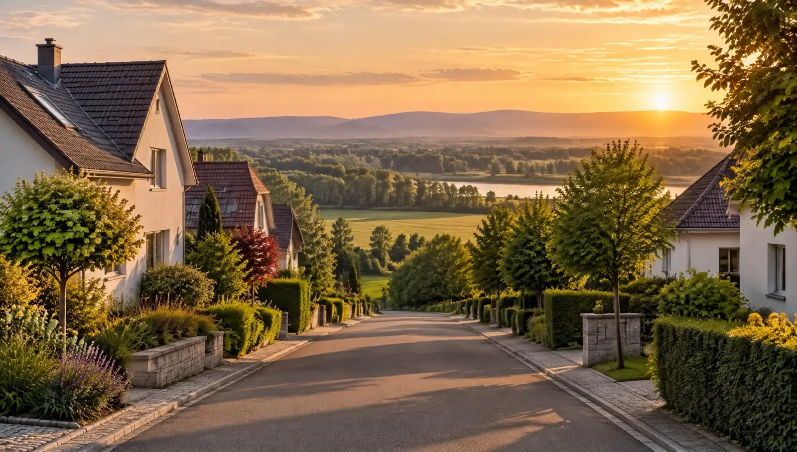 Wohngebiet in der Rheinebene bei Karlsruhe