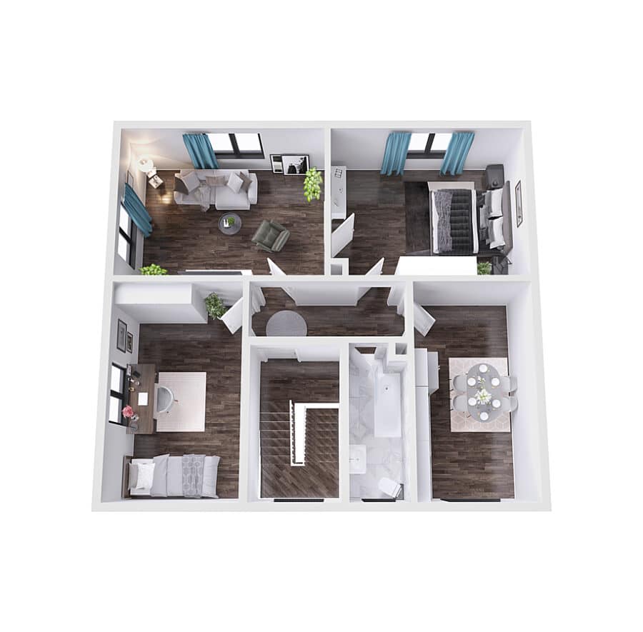 Ihr neues Zuhause? Gepflegte 3-Zimmer-Wohnung in Karlsruhe-Weiherfeld - 3D-Grundriss