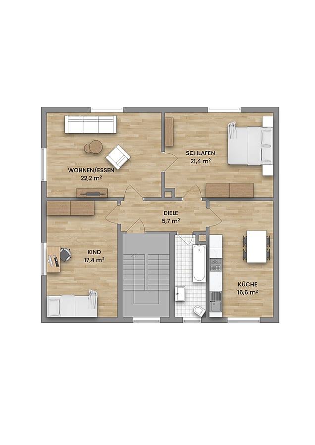 Ihr neues Zuhause? Gepflegte 3-Zimmer-Wohnung in Karlsruhe-Weiherfeld - 2D-Grundriss