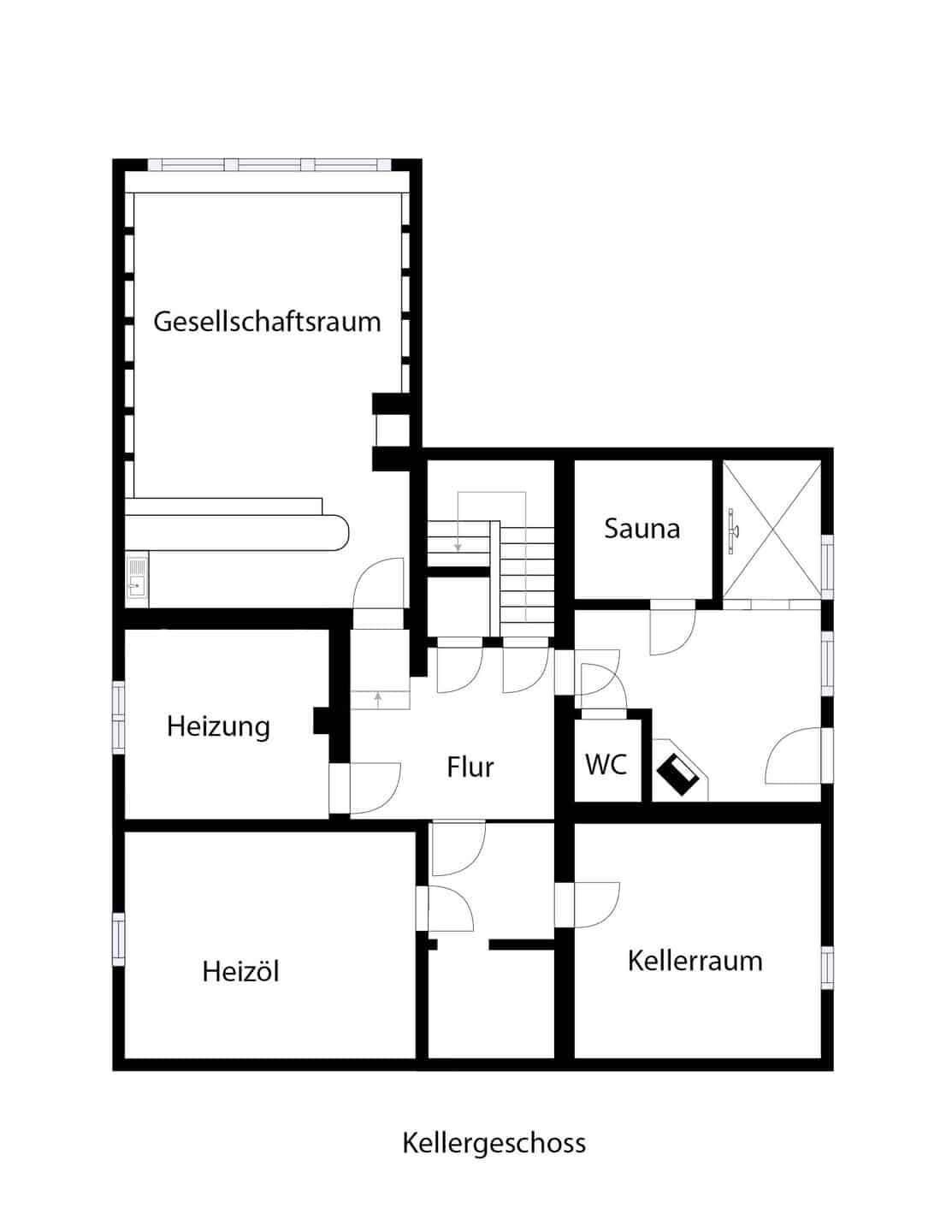Ihr neues Zuhause? Großzügiges freistehendes Wohnhaus auf großem Grundstück in Ettlingen - Grundriss Kellergeschoss